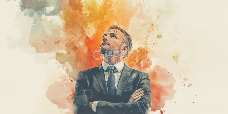 高清大图下载【趣麦麦图】自信商务男士仰望思考