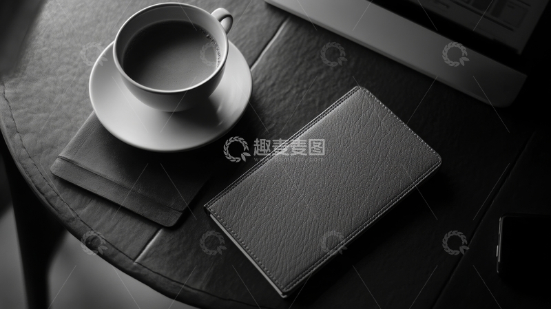 高清大图下载【趣麦麦图】咖啡杯与笔记本静置桌面