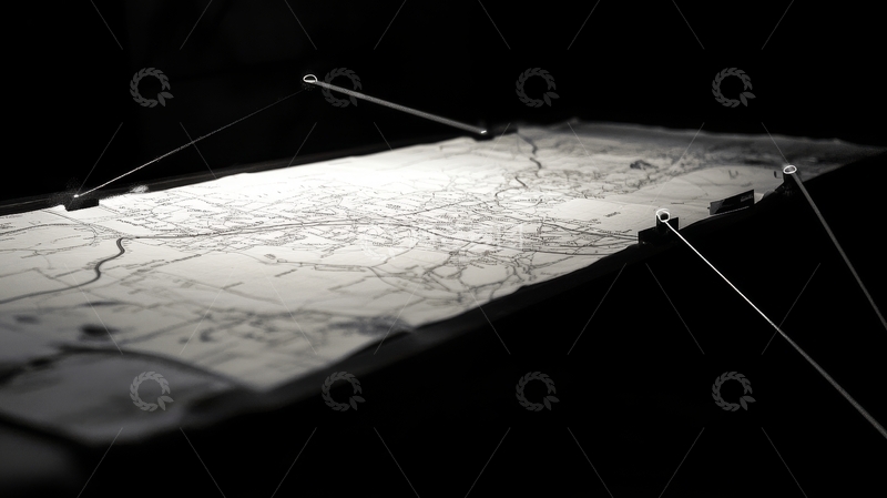 灯光下的地图细节展示