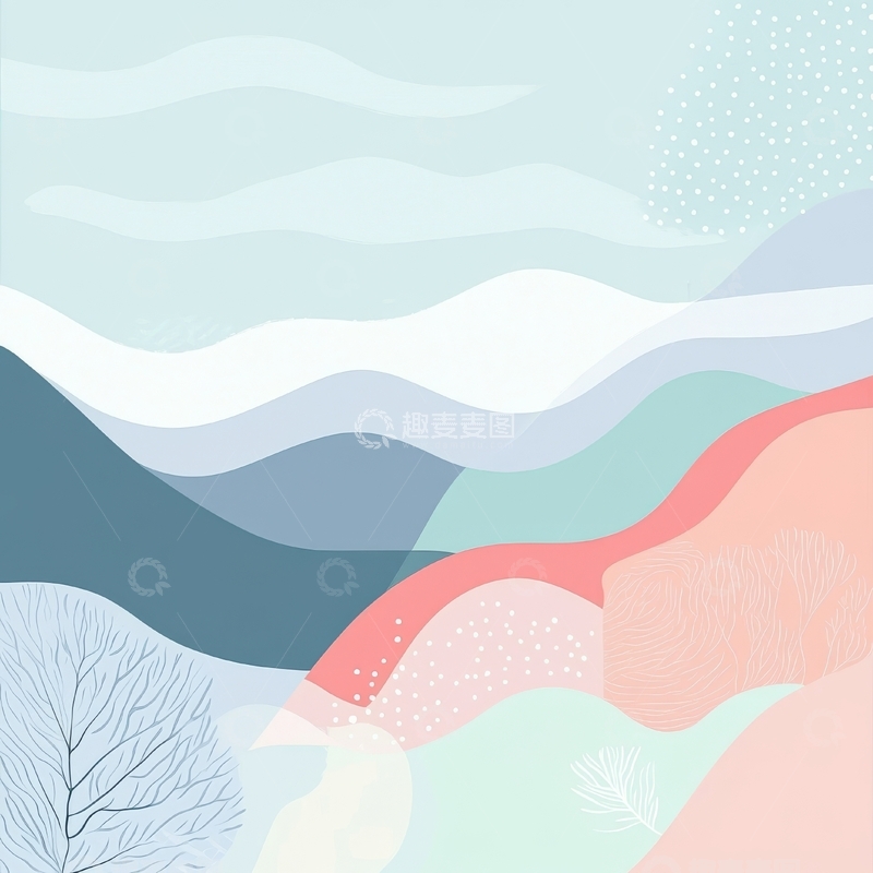 高清大图下载【趣麦麦图】抽象山景与波浪线条