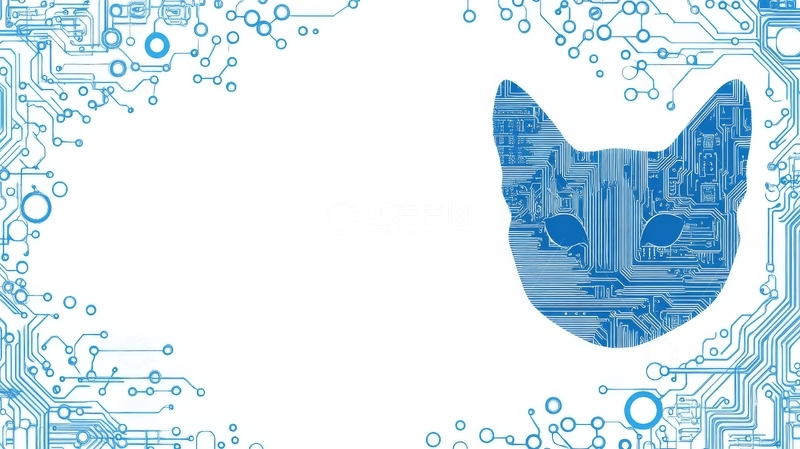 高清大图下载【趣麦麦图】电路板图案中的猫头剪影