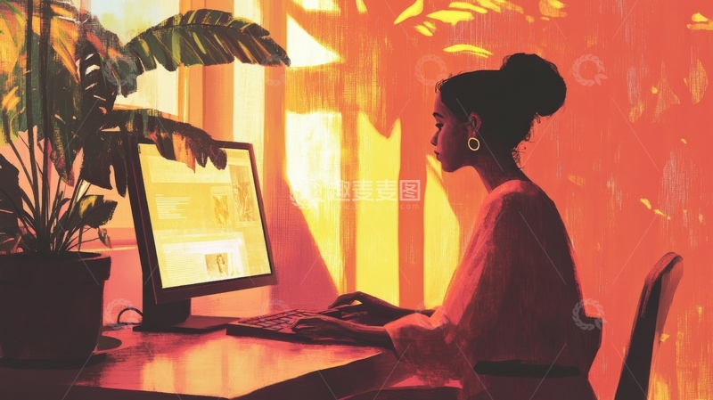 高清大图下载【趣麦麦图】室内办公的女性