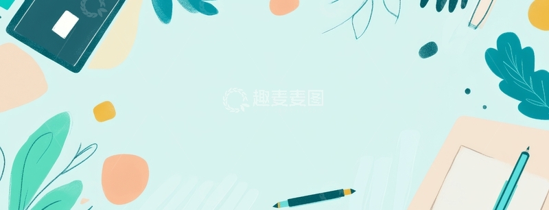 高清大图下载【趣麦麦图】简约手绘风格的学习桌面