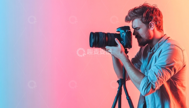 高清大图下载【趣麦麦图】摄影师专注拍摄，背景渐变色彩