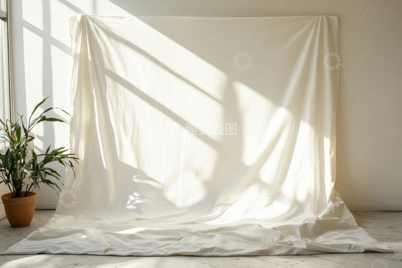 高清大图下载【趣麦麦图】阳光透过窗帘洒在室内