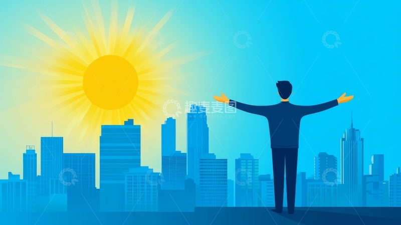 高清大图下载【趣麦麦图】城市背景下的张开双臂之人