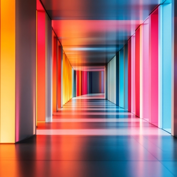 多彩霓虹灯走廊