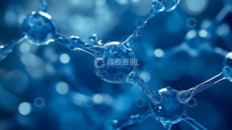 高清大图下载【趣麦麦图】蓝色分子结构的微观视图