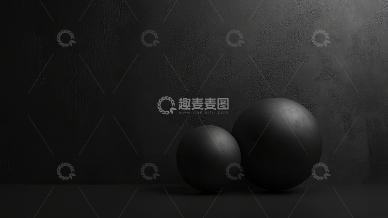 高清大图下载【趣麦麦图】黑色背景下的两个球体