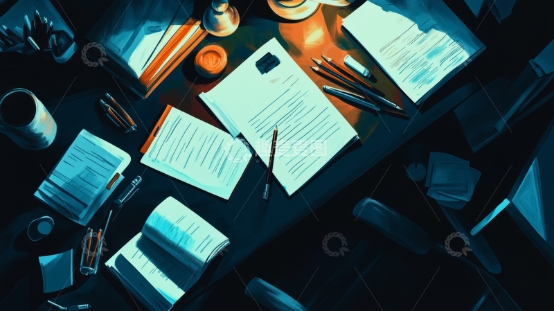 高清大图下载【趣麦麦图】-办公桌上的文件与文具