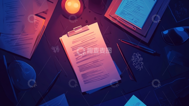 高清大图下载【趣麦麦图】办公桌上的文件与文具