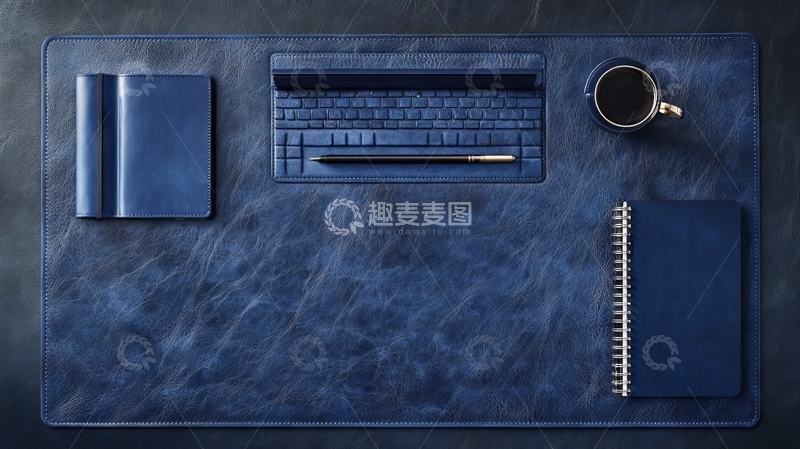 高清大图下载【趣麦麦图】蓝色办公桌面布局