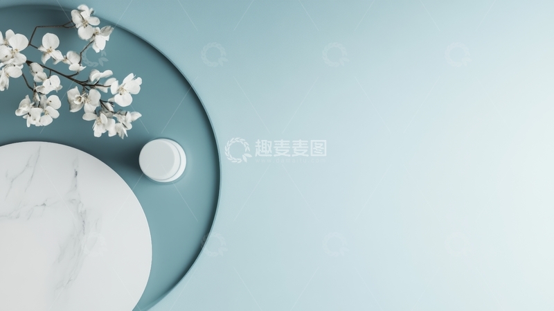 高清大图下载【趣麦麦图】简约风格的圆形装饰与花卉