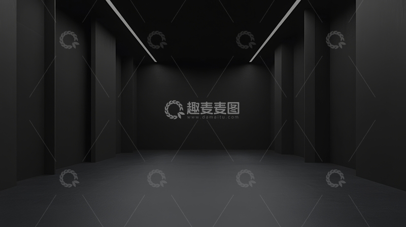 高清大图下载【趣麦麦图】简约黑色空间，线条灯光设计