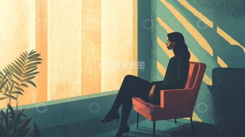 窗边沉思的女子