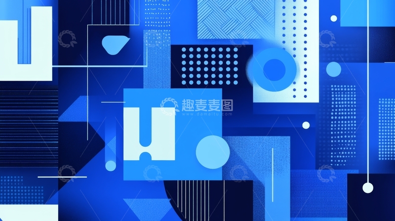 高清大图下载【趣麦麦图】蓝色几何抽象艺术图案