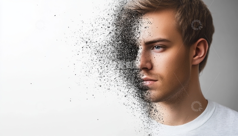 高清大图下载【趣麦麦图】男子侧脸与粒子消散效果