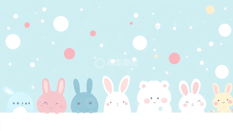 高清大图下载【趣麦麦图】可爱兔子与雪景背景插画