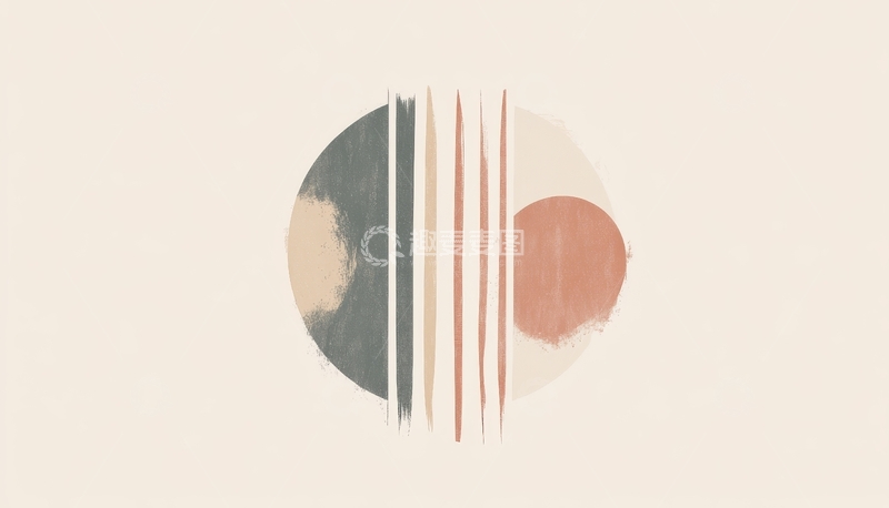 高清大图下载【趣麦麦图】抽象圆形与竖线的简约艺术设计