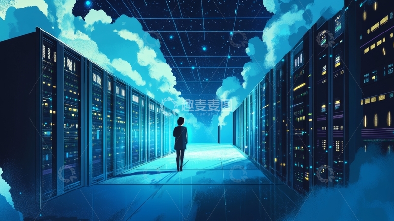 高清大图下载【趣麦麦图】未来数据中心的神秘走廊