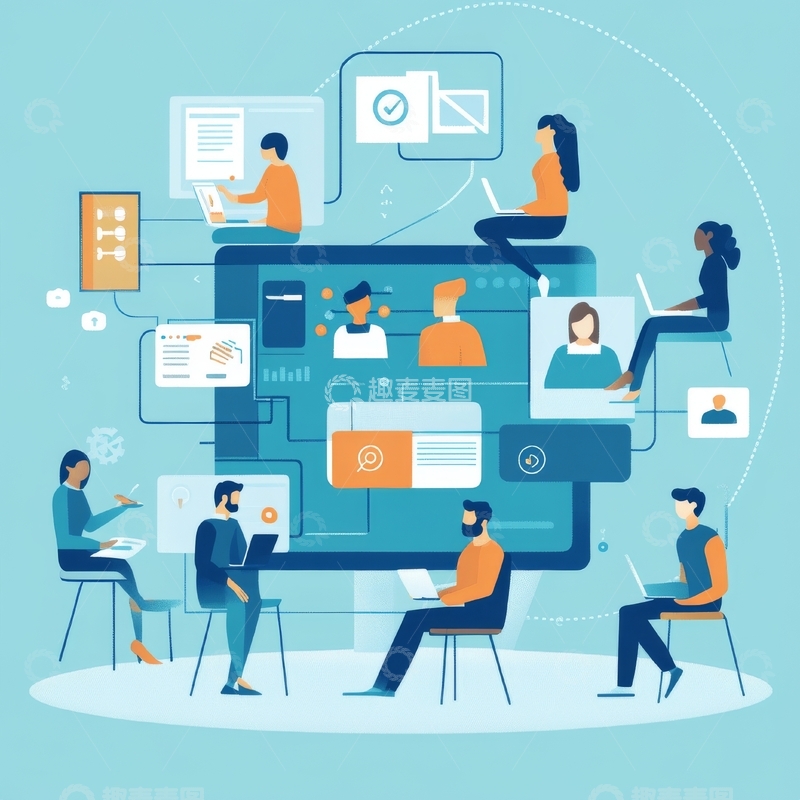 高清大图下载【趣麦麦图】团队协作与远程办公场景