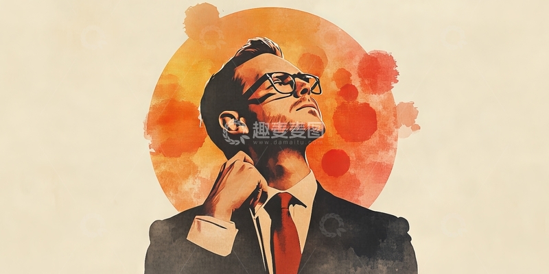 高清大图下载【趣麦麦图】西装男子仰望沉思