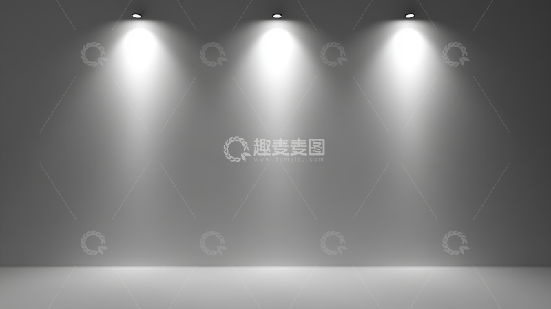 高清大图下载【趣麦麦图】三盏聚光灯照亮的空旷舞台