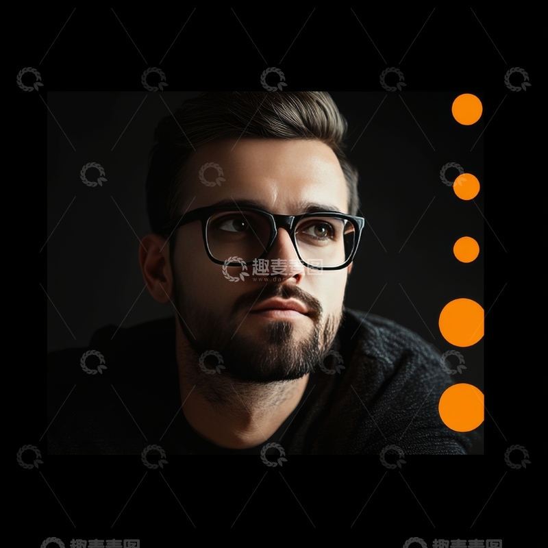 高清大图下载【趣麦麦图】戴眼镜的男子侧脸肖像