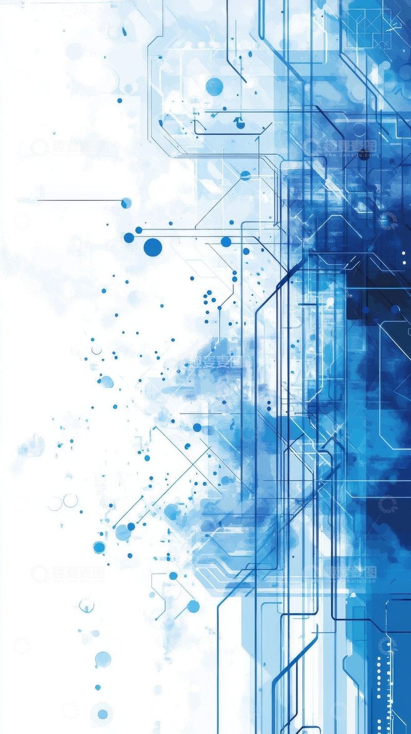 高清大图下载【趣麦麦图】蓝色电路板抽象艺术背景