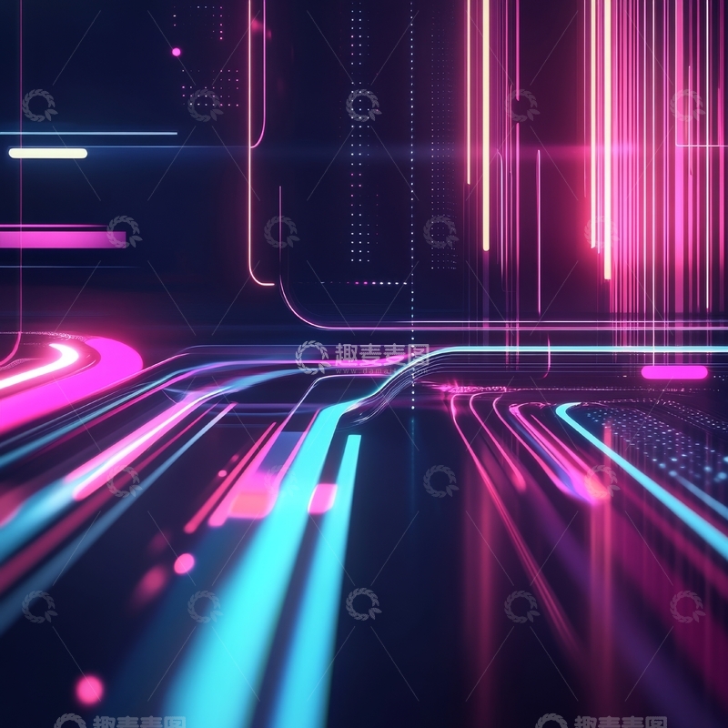 高清大图下载【趣麦麦图】霓虹光影的未来科技场景
