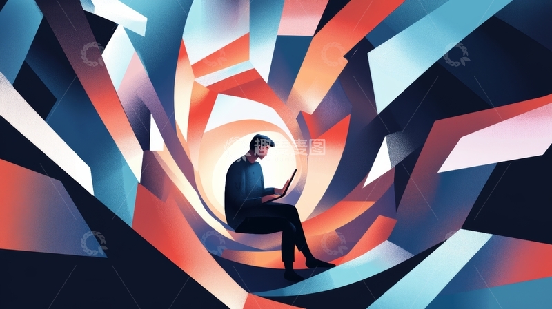 高清大图下载【趣麦麦图】色彩漩涡中的思考者