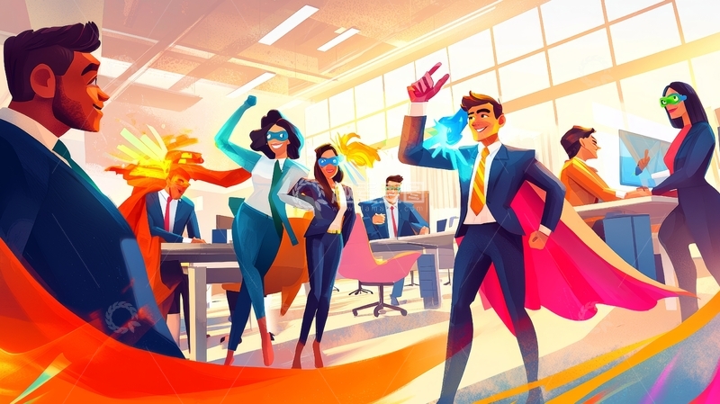 高清大图下载【趣麦麦图】办公室里的超级英雄日常