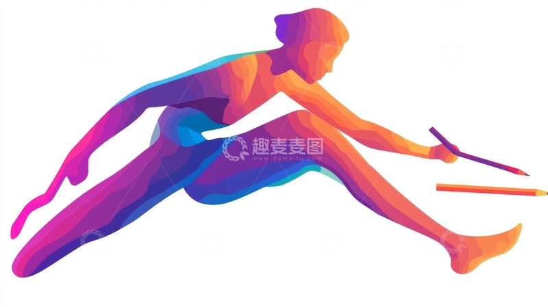 高清大图下载【趣麦麦图】彩色抽象人物跑步姿态