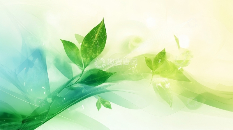 高清大图下载【趣麦麦图】绿叶与光影交织的抽象背景