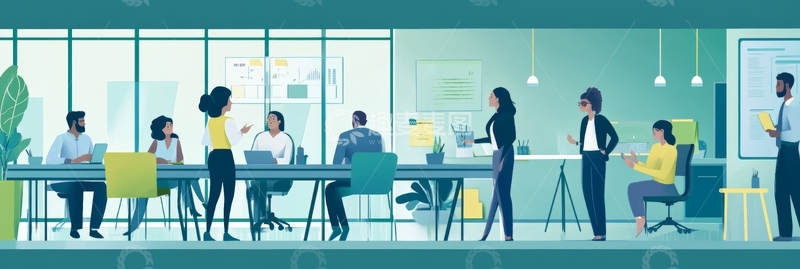 高清大图下载【趣麦麦图】现代办公室内的团队协作场景