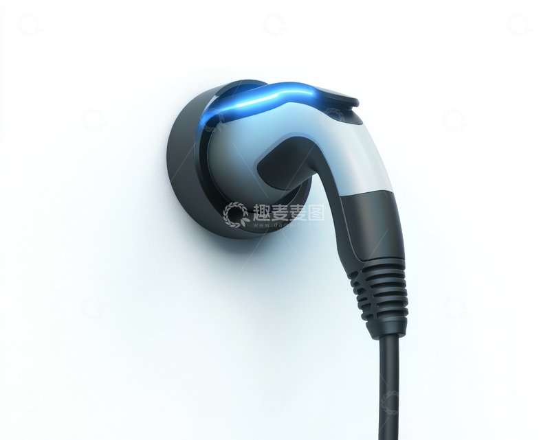 高清大图下载【趣麦麦图】蓝色发光的充电插头