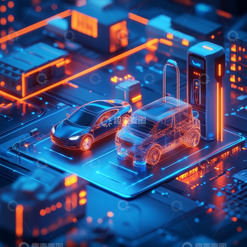 高清大图下载【趣麦麦图】未来智能汽车充电场景
