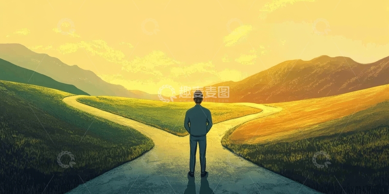 高清大图下载【趣麦麦图】岔路前的沉思者