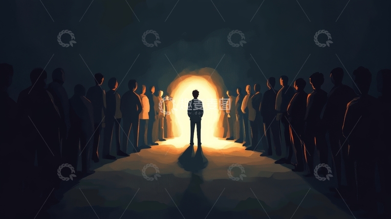 高清大图下载【趣麦麦图】人群中的孤独身影