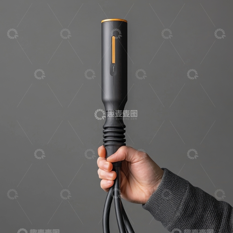 高清大图下载【趣麦麦图】手持黑色圆柱形工具特写