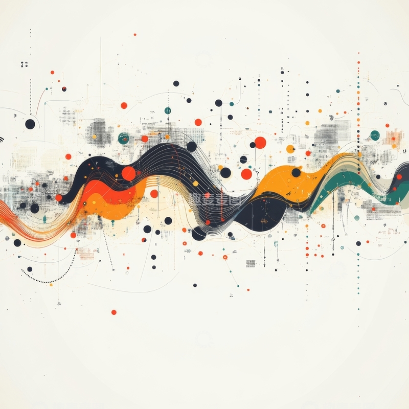 高清大图下载【趣麦麦图】色彩交织的抽象波浪图案