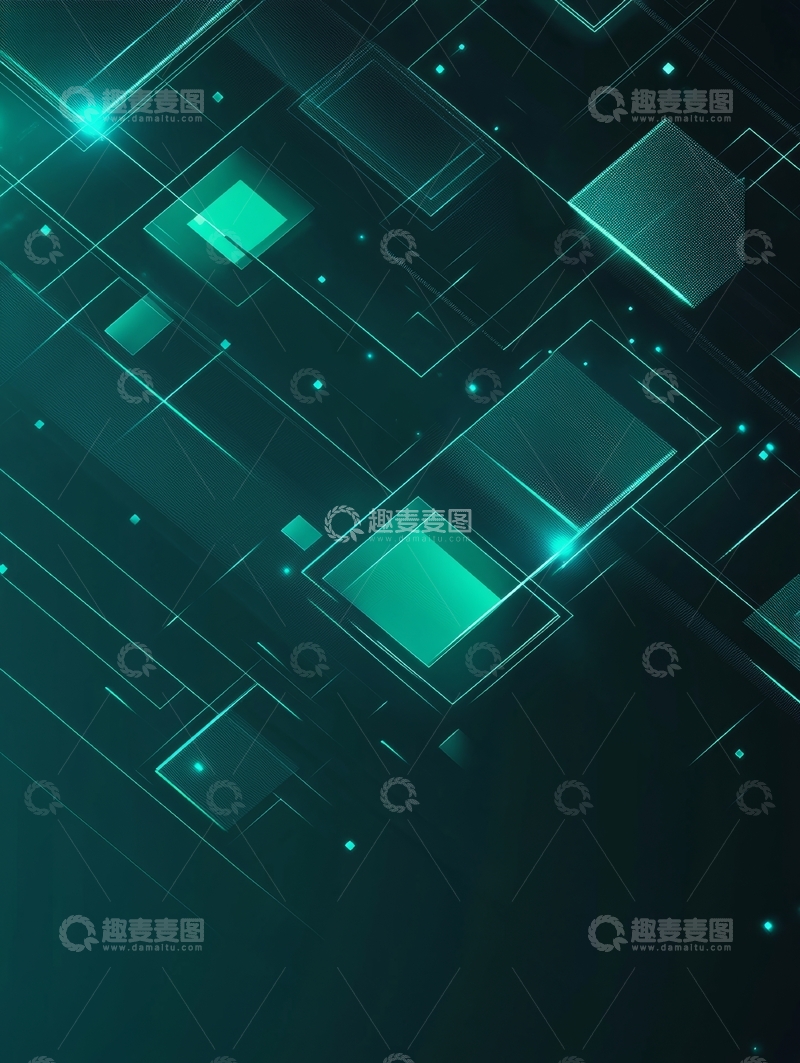 高清大图下载【趣麦麦图】绿色几何光效抽象背景