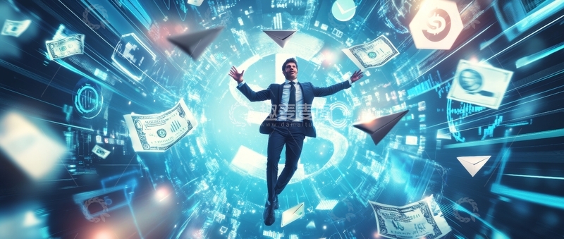 高清大图下载【趣麦麦图】商务人士在科技隧道中翱翔