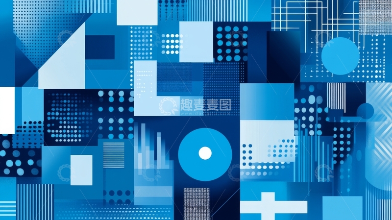 高清大图下载【趣麦麦图】蓝色几何图案抽象艺术