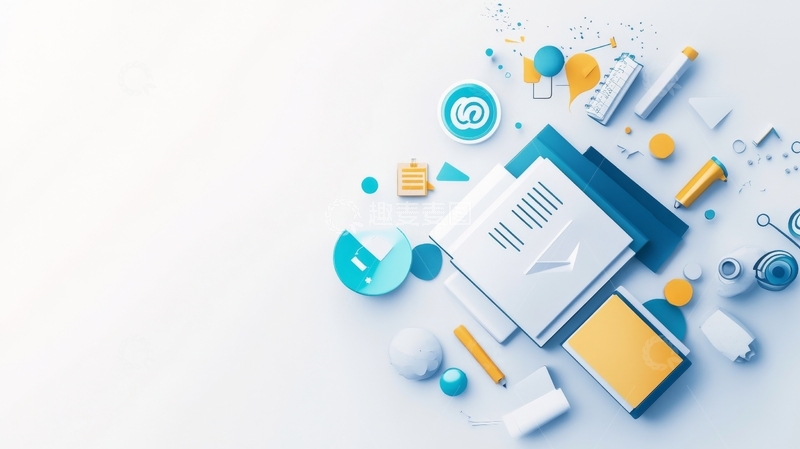 高清大图下载【趣麦麦图】书本与文具的创意排列