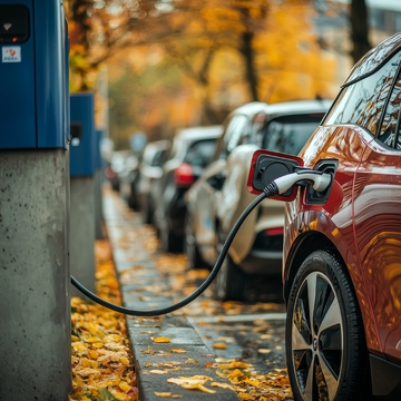 电动汽车充电站秋景