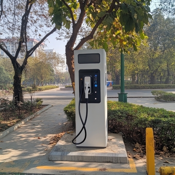 公园旁的电动汽车充电站