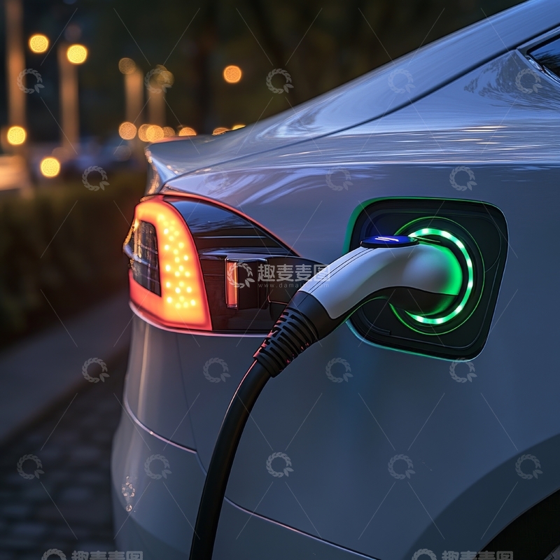 高清大图下载【趣麦麦图】电动汽车夜间充电