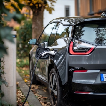 电动汽车正在充电站充电