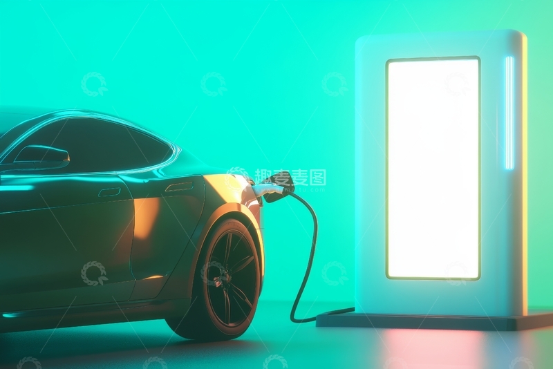 高清大图下载【趣麦麦图】电动汽车连接充电站